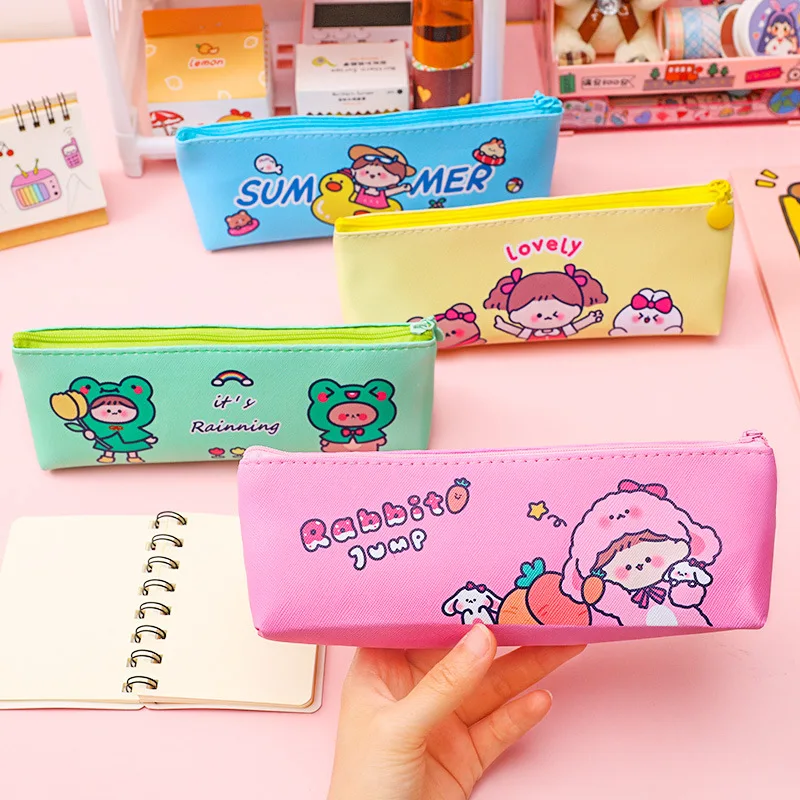 Trousse Scolaire Mignonne à Motifs Dessin Animé - Grande Capacité - Rose - Pour Filles Et Garçons