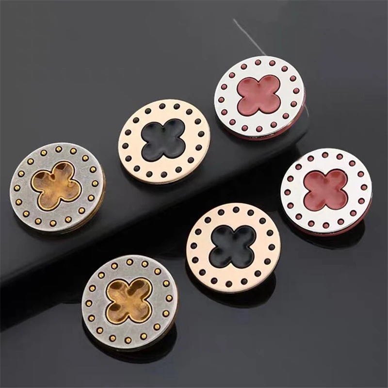 10pcs 15/20/25mm Simple Fashion Sewing Buttons for Coat Black&Red&Gold Round Metal Buttons for Clothing Women's Jacket Buttons