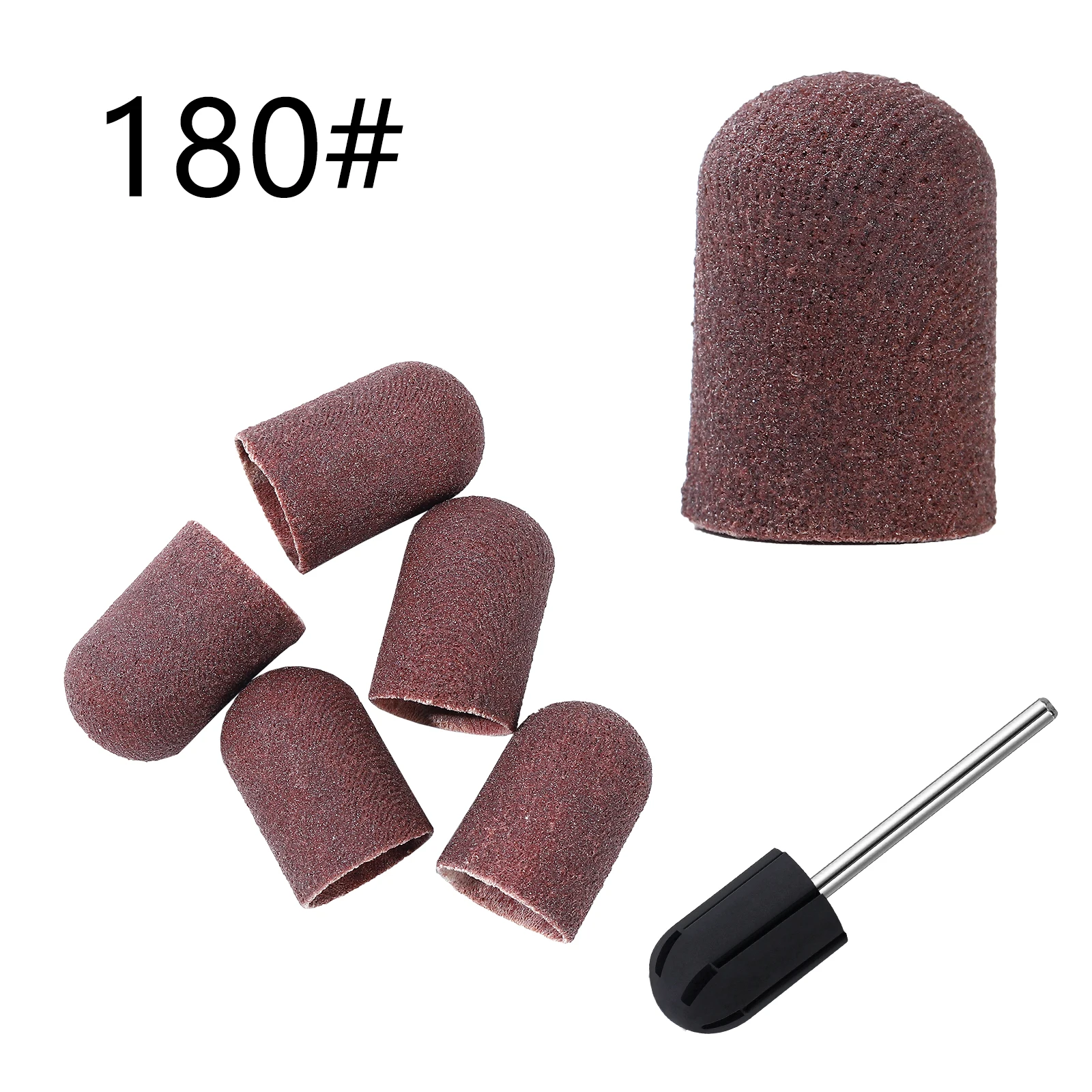 Bộ 5 Nâu Băng Chà Nhám Khối Mũ Grip 120 #80 #180 #240 #16*25 Chà Nhám nắp Làm Móng Tay Chân Điện Nail Khoan Móng Truy Cập