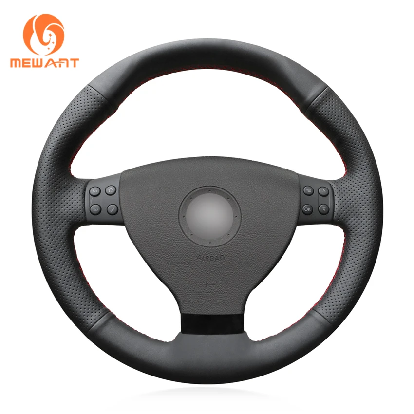 

MEWANT Black Artificial Leather Car Steering Wheel Covers for Volkswagen VW EOS MK5 2005 2006 2008