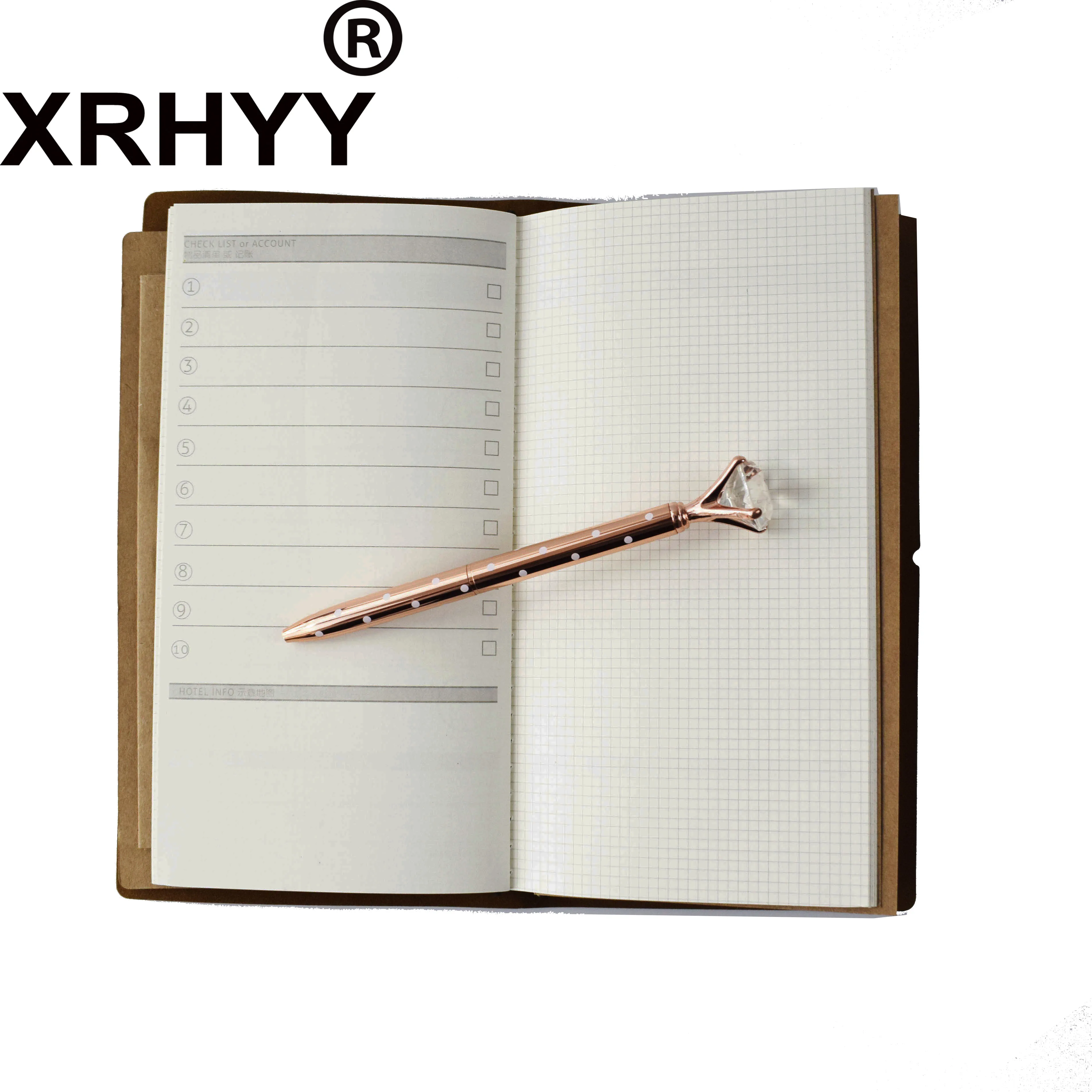 XRHYY Vintage Traveler\'s Notebook Hard Cover Planner Diary Book Exercise Composition Binding Notepad Gift Stationery