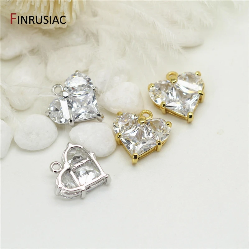 Shiny Crystal Heart Pendant DIY Necklace Pendants Earrings Charms Jewelry Making Accessories Women Charm Wholesale