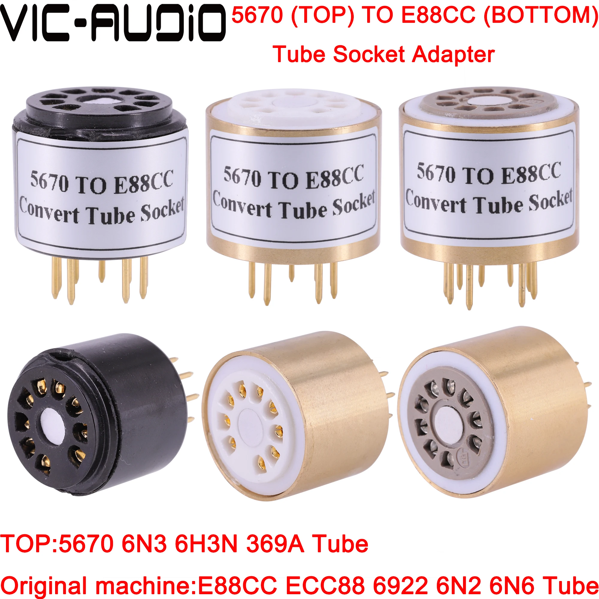 1pc 6n3 6h3n 369a 5670 para e88cc ecc88 6922 6dj8 tubo de vácuo tomada diy amplificador de áudio tubo de vácuo converter adaptador de soquete