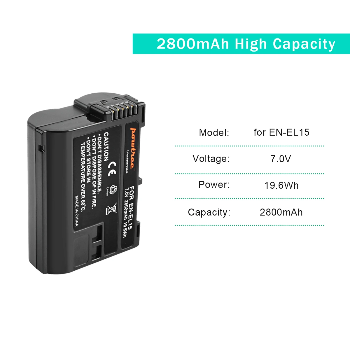 2800mah EN-EL15 ENEL15 en EL15カメラバッテリーニコンデジタル一眼レフD600 D610 D800 D800E D810 D850 D7000 D7100 D7200 L50