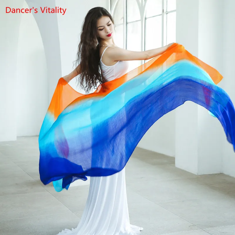 Belly Dance Veil 3 Colors Rainbow Silk Veil 260*114cm Female Adult Profession Elegant Performance Accessories