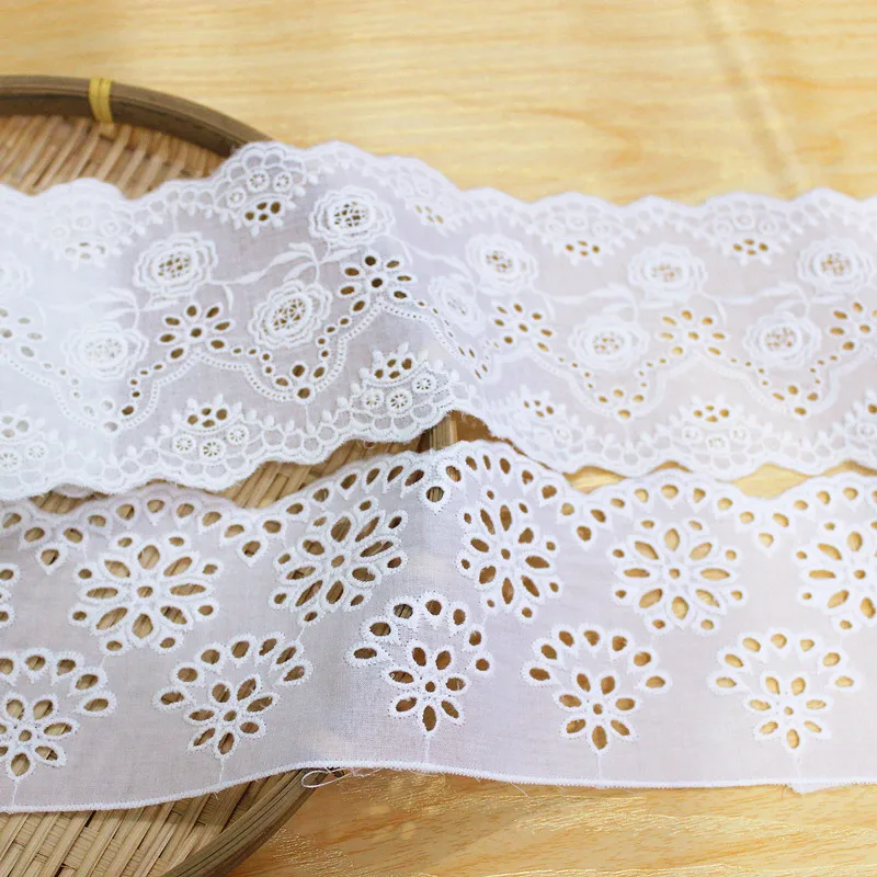 

Lace Trim 5 Yard Ivory Cotton Snowflake Embroidery Ribbon Tapes Dress Top Clothing Sewing Cloth Fabric M4F250