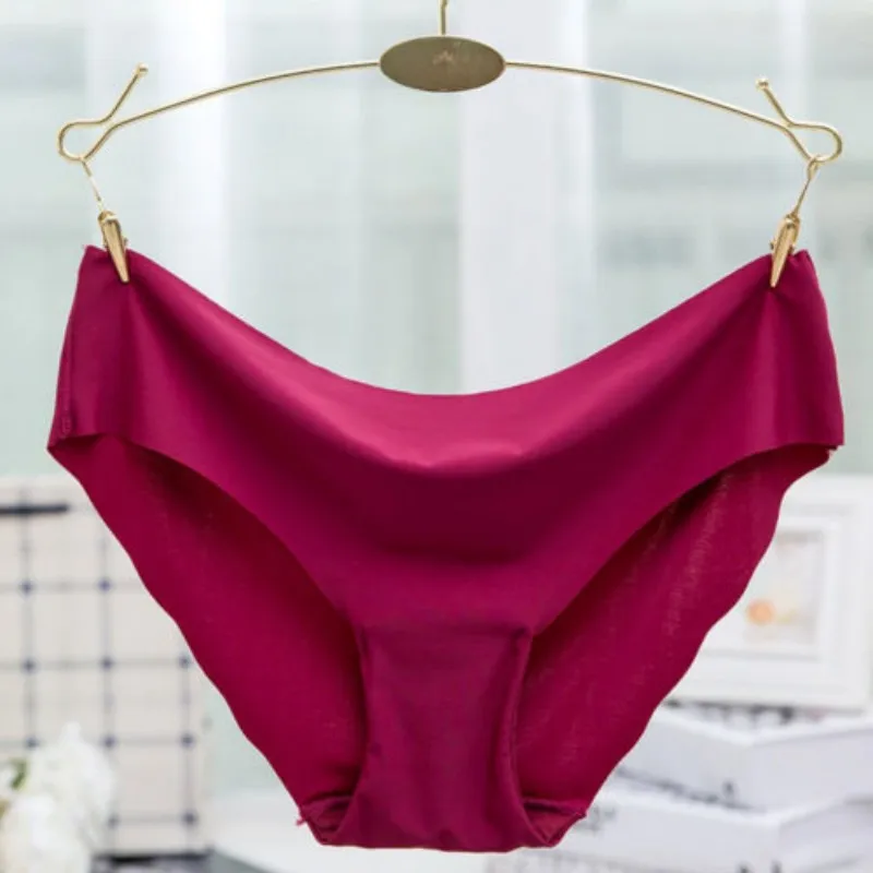 1/3 Pcs Lady Women Seamless Panties Solid Ice Silk Cozy Brief Underwear G String Underpants Sexy Lingerie Briefs