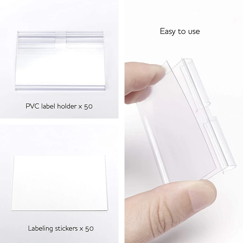 50Pcs Clear Plastic Label Holder Price Tag, Shelf Label Clip Removable Label Holder For Storage Bins Basket Labels