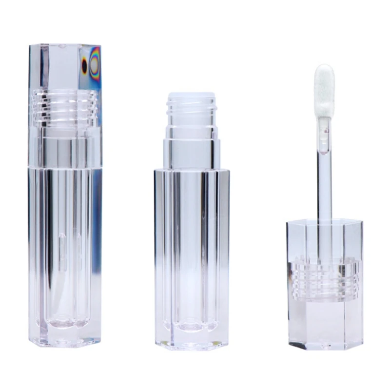 10pcs/lot 6.8ML hexagonal Empty Lipstick Tubes hexagon Transparent Lip Gloss Tubes 4 sytles Wand Tubes Clear bottles C706