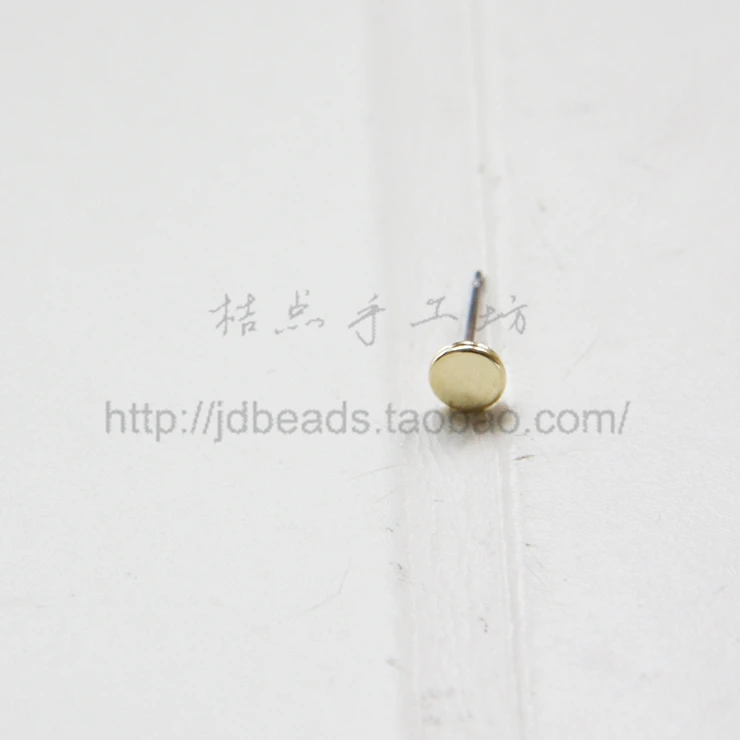 2 Pieces (One Pair) Premium Plated Brass Base Earring Post - Flat Round 5mm (3136C)