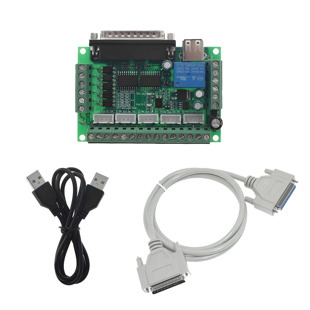 MACH3 Engraving machine 5 Axis CNC Breakout Board With Optical Coupler For 42/57 Stepper Motor driver TB6600 DM542 DM556 DM860H