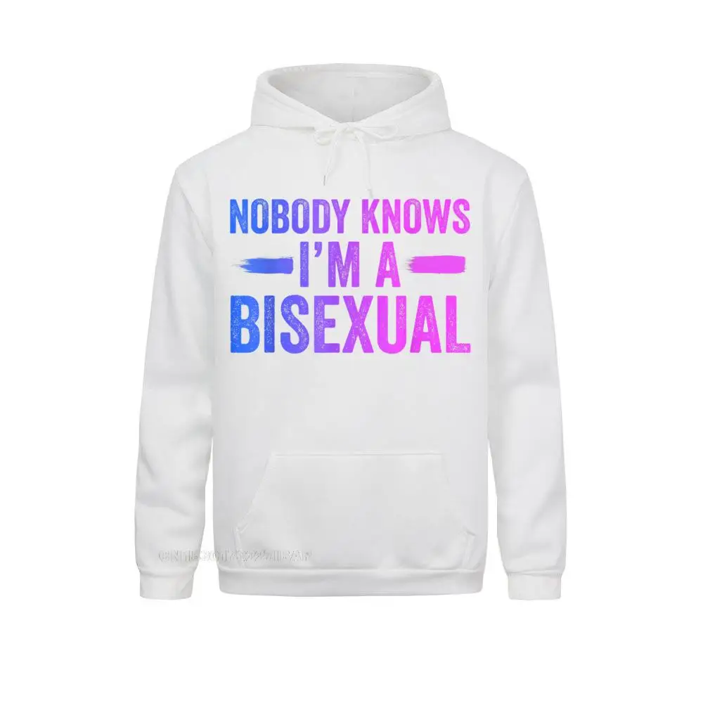 Nobody Knows I'm A Bisexual Funny LGBT Equality Pride Humor Hoodies for Men Vintage Sweatshirts Birthday Fashion Hoods