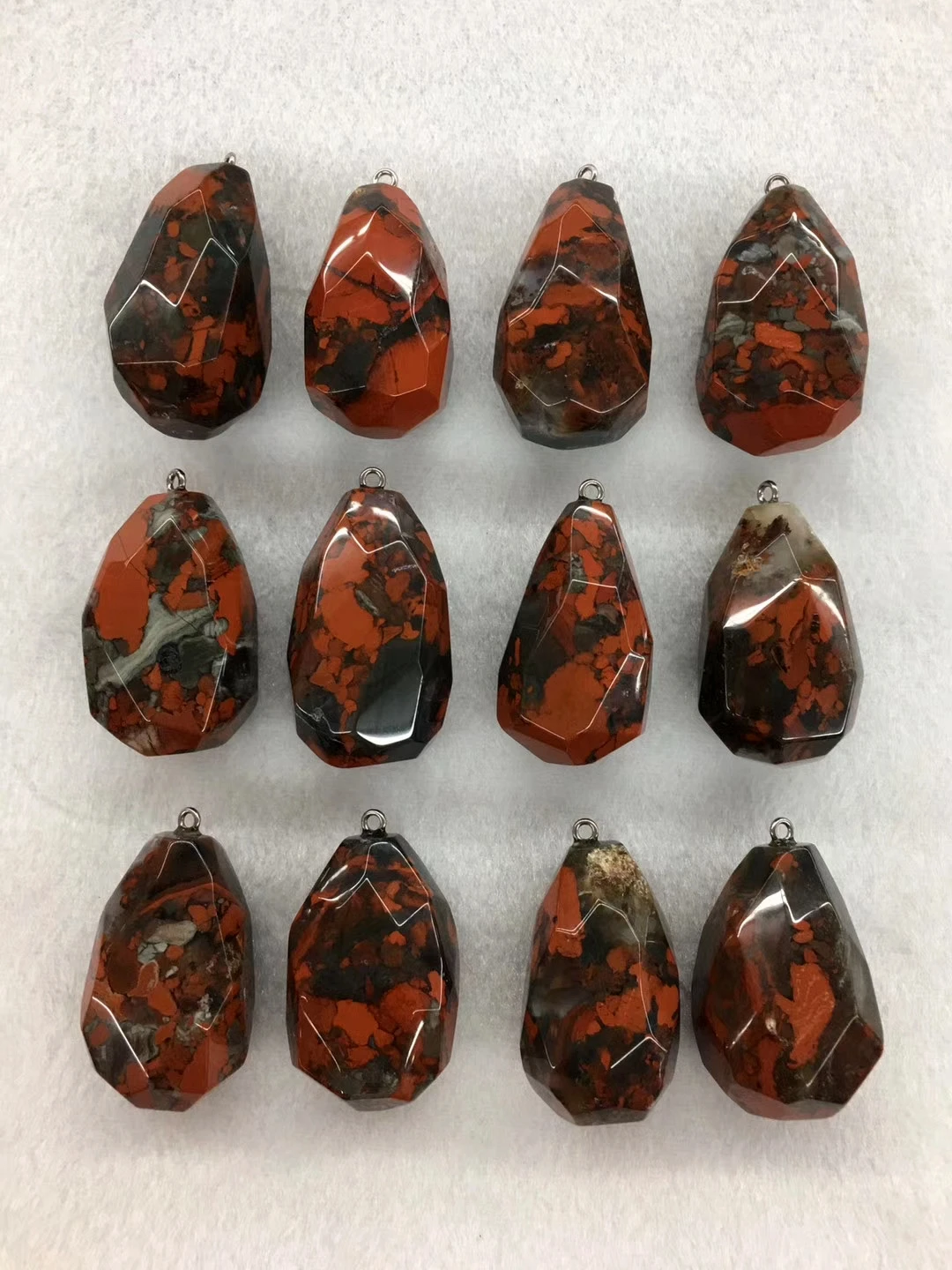 Wholesale 2pcs/pack Faceted Red Poppy Jasper Stone Bead Pendant,Natural Stone Pendant Jewelry Necklace DIY