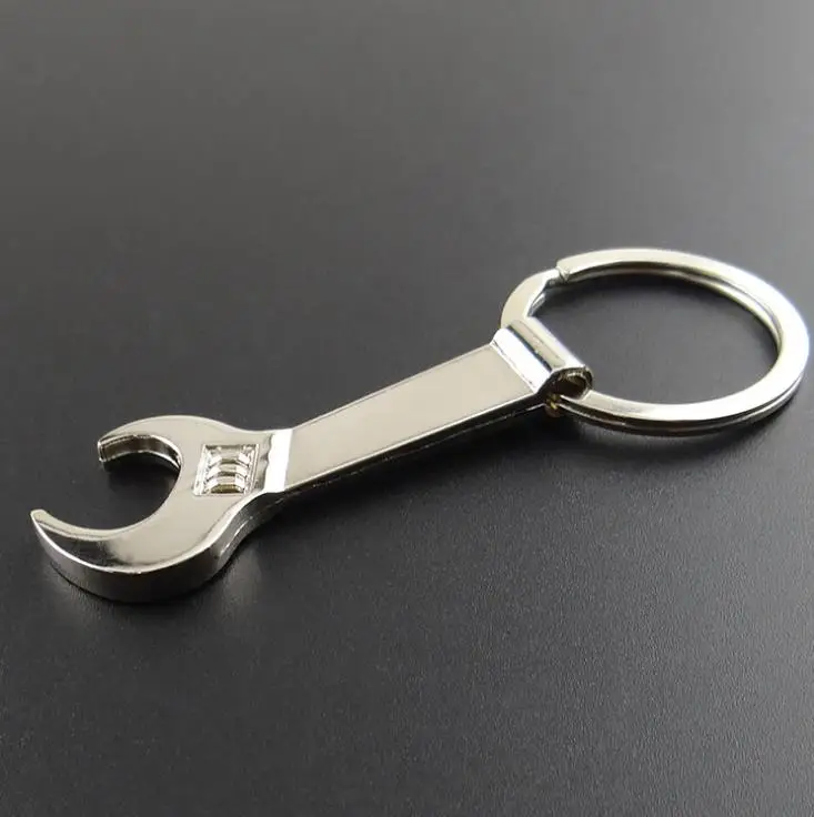 200PCS Silver Metal Wrench Spanner Beer Bottle Opener Key Chain Keyring Gift SN3753