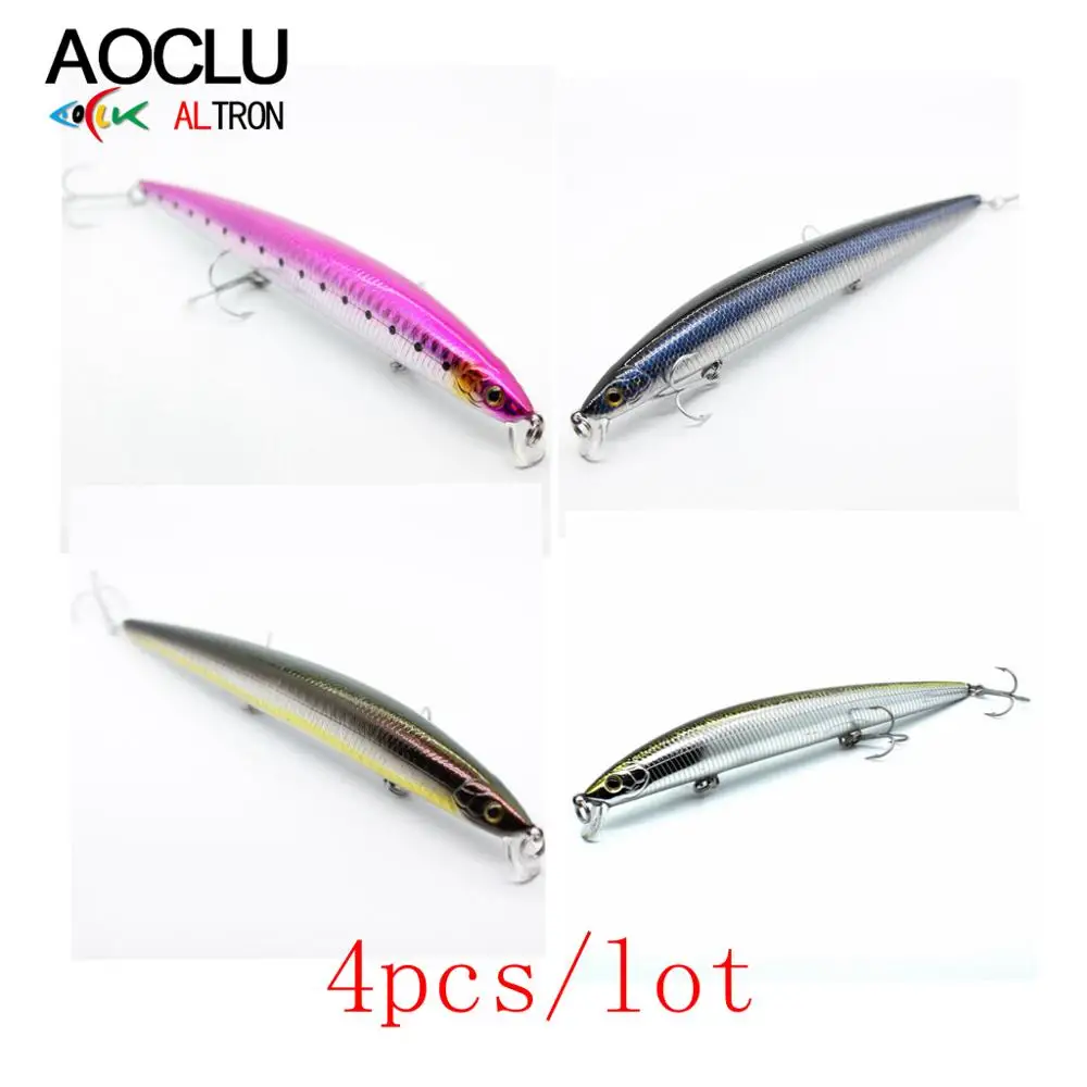 AOCLU Floating Long Cast Minnow 150mm 18.0g Diving 0.5-1m Hard Bait Crank Lure Weight Transfer Bass Tuna Boat Fishing VMC Hook