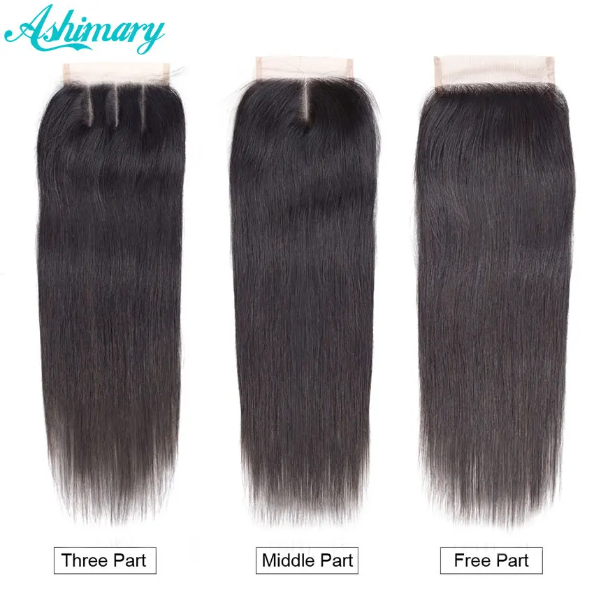 

Ashimary Brazilian Straight Hair 4x4Inchs Lace Closure Middle Part Natural Color Remy Hair Closure 100% Human Hair Free Shipping