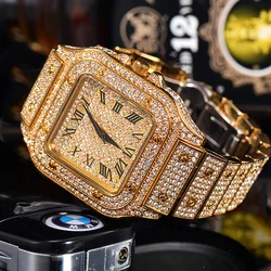 Watches for Men Luxury Fashion Hiphop Iced Out Watch Sliver Gold Rhinestone Quartz Wristwatch Relogio Masculino Gifts Men Watch