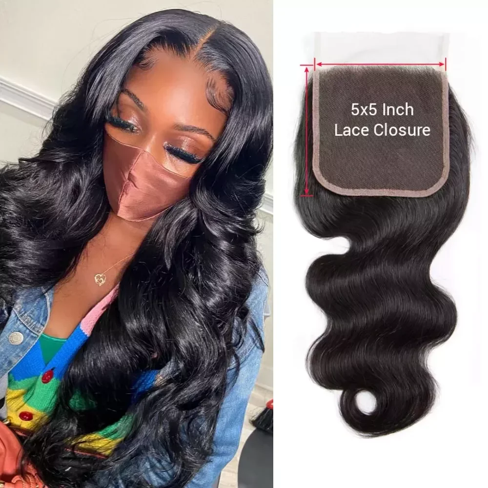 4x4 5x5 Lace Closure Remy Human Hair Hand Tied Human Hair Lace Frontal Closure Transparent Lace Closure Brazilian Body Wave