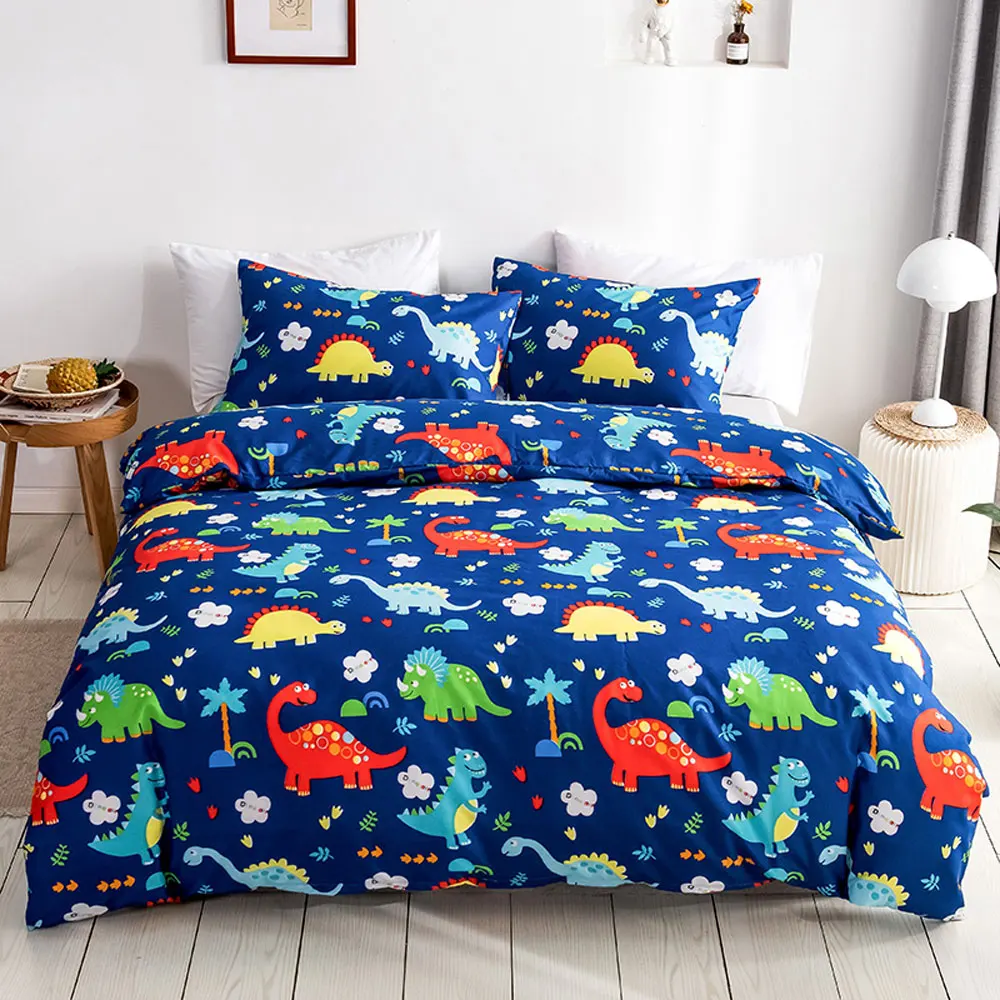 

Kids Duvet Cover Set Cute Bedding Comforter Covers with Pillowcases Cartoon Dinosaur Soft Boys Home Textile Twin Queen King Size