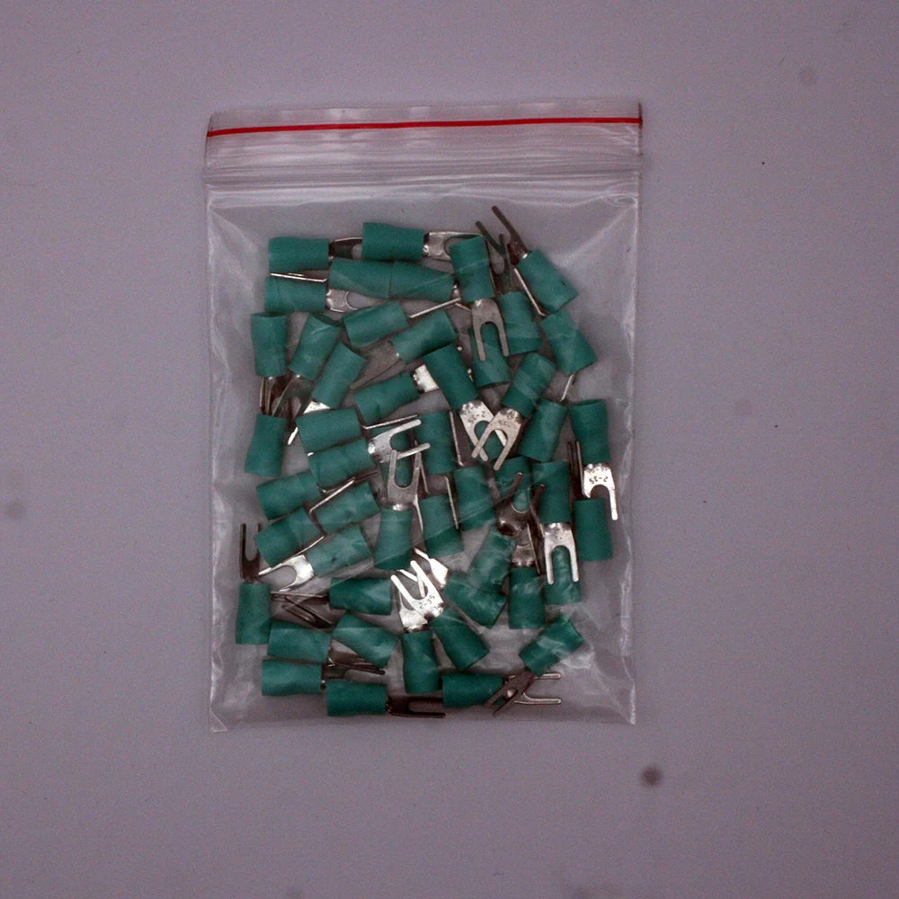Sv2-3 five color bifurcated cable wire connector 50 PCS / wrapped bifurcated preinsulated fork shovel WG wire crimping termi