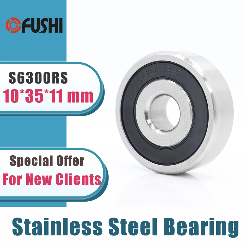 10PCS S6300RS Bearing 10*35*11 mm ABEC-3 440C Stainless Steel S 6300RS Ball Bearings 6300 Stainless Steel Ball Bearing