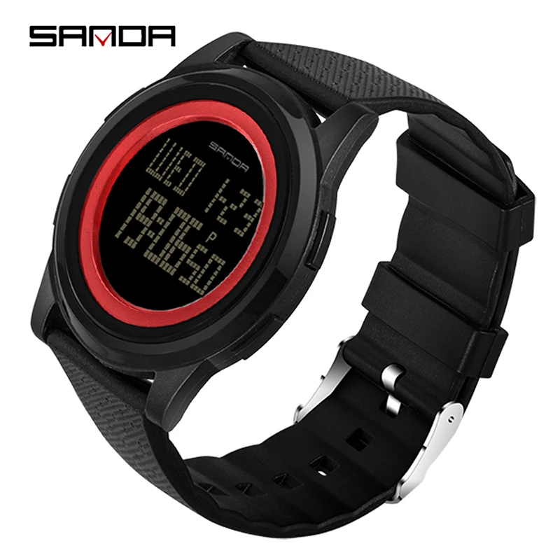 Fashion 9mm Super Slim Sanda Sport Watch Men Brand Luxury Electronic Led Digital Wrist Watches For Male Clock Relogio Masculino