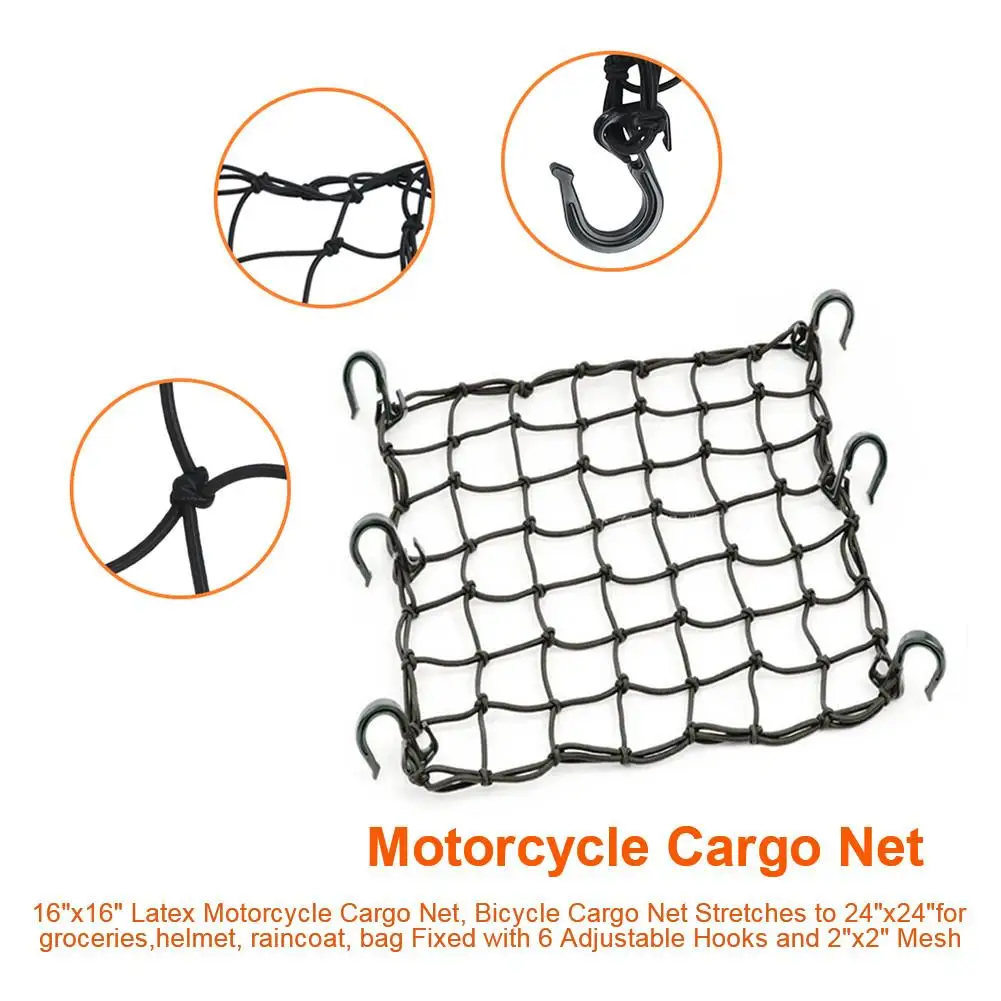 Bike Bicycle Back Seat Motorcycle Cargo Luggage Net Stretches For Groceries,helmet, Raincoat, Bag Fixed Motorcycle Cargo Net