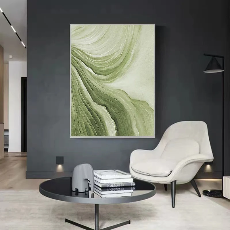 July Pure Hand-painted Oil Painting Modern Abstract Decorative Thick Texture Vertical Version Large Living Room Hanging Painting