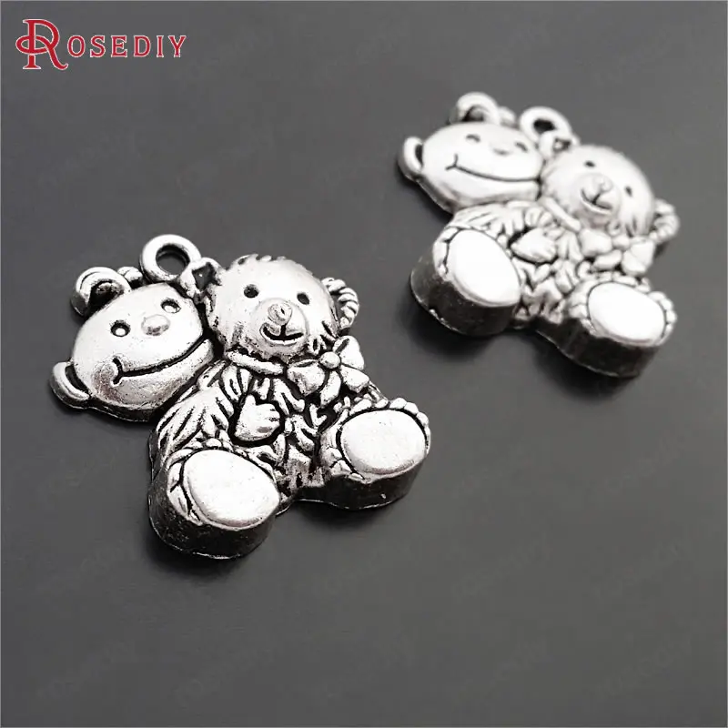 (C122)20 pieces 26x25mm Antique Silver Zinc Alloy Boy and Bear Charms Pendants Diy Jewelry Findings Accessories Wholesale