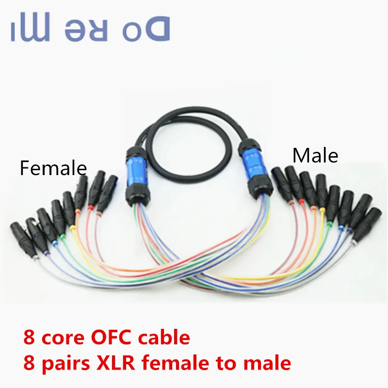 

8 Channel Professional Multi-Media Snake Cable 8 pairs Male to Female 3 Pin XLR Balanced Audio Extension Cord 1.5 meters 2m 3m