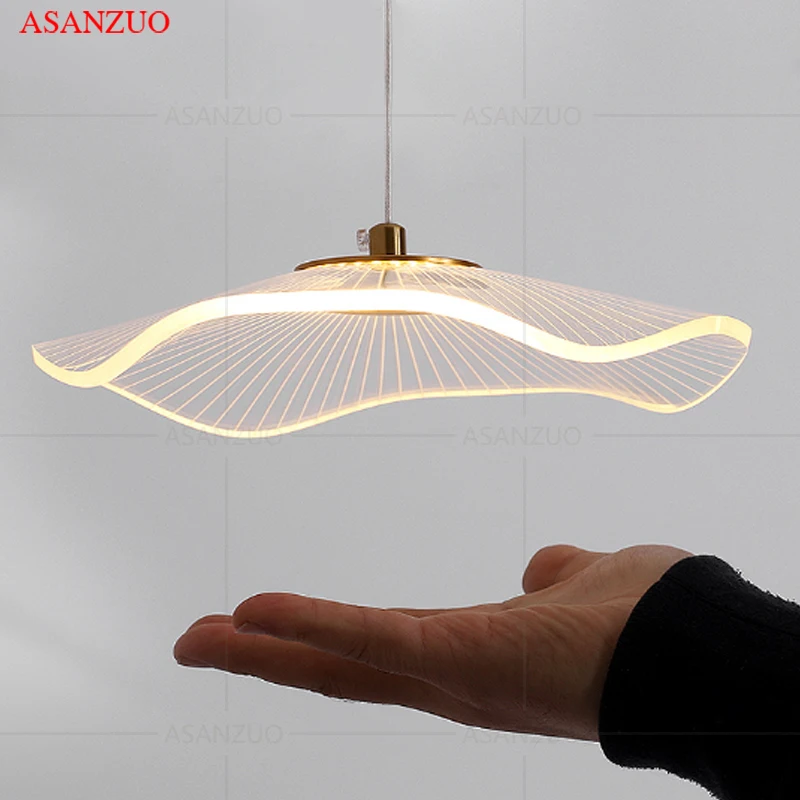 Nordic single head Lotus leaf pendant lamp bedroom bedside dining room living room stairwell modern LED art hall decor light