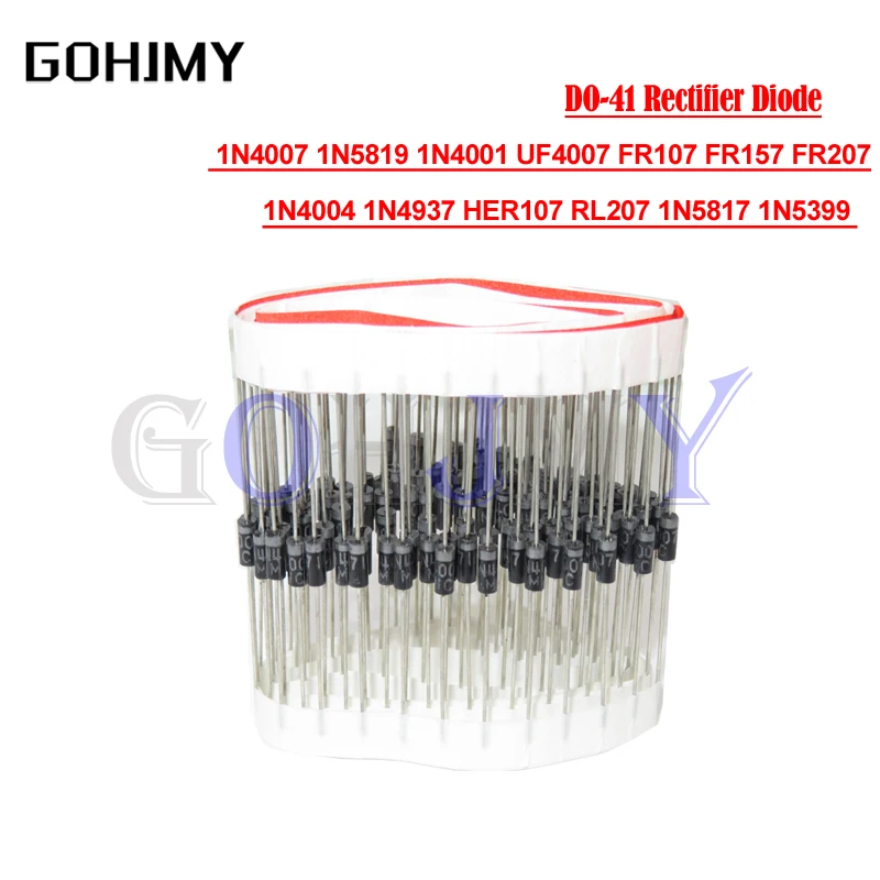 100PCS 1N4007 1N5819 1N4001 UF4007 FR107 FR157 FR207 1N4004 1N4937 HER107 RL207 1N5817 1N5399 TUN-41 Rectifier Diode