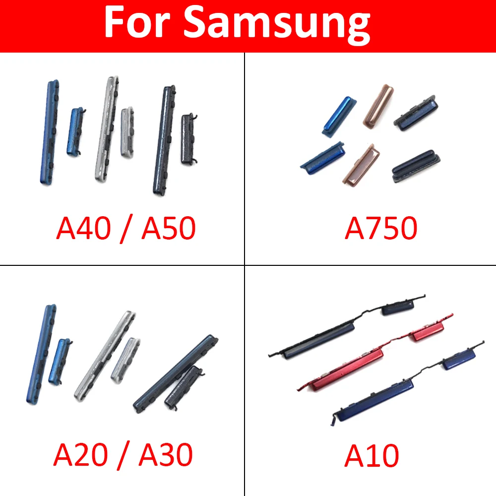 10Pcs/Lot, Side Power Key +Volume Button For Samsung A10 A105F A20 A205F A30 A305F A40 A405 A50 A750 Replacement Parts