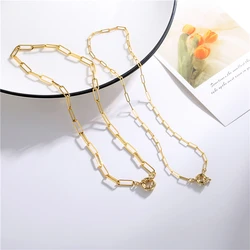 HECHENG,Anchor Clasp Anklet Necklace Women Men Choker, Brass Steel Geometric Link Chain ,Basic DIY Necklace