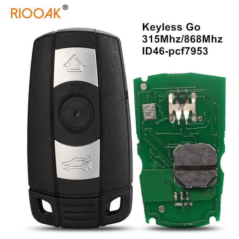 For BMW 3/5 Series CAS3 X5 X6 Z4 E70 Car ID46 Pcf7953 Comfort Access Hands Free 315/868MHz Keyless-Go Remote Smart Key