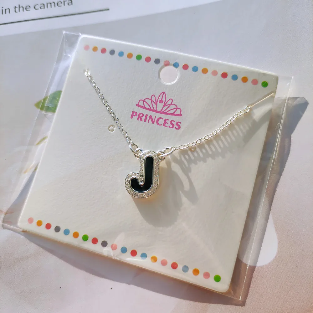 DUOYING Enamel Initial Letter Necklace Personlized Gold Plated 5A Zirconia A-Z Name Letters Pendant Necklace Girl's Jewelry Gift