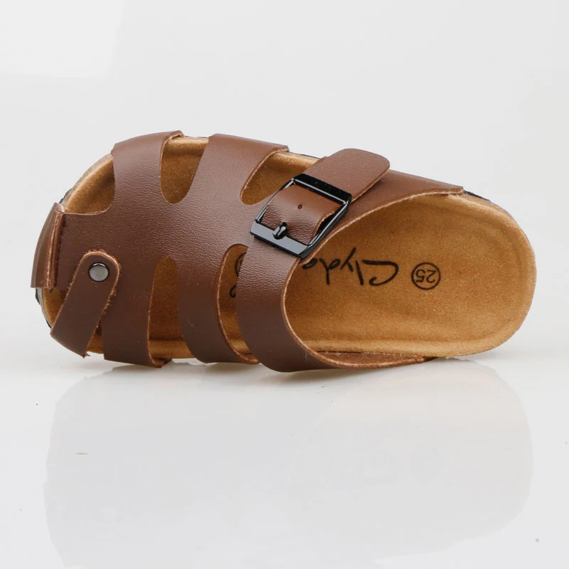 Sandalias para niños y niñas pequeños, zapatos de tacón plano de PU, zapatillas de corcho, sandalias informales con agujeros, zapatos de moda para