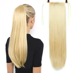 85cm 120g Long Synthetic Straight Ponytails Hair High Temperature Fiber Bun Fake Hair Chip-in Hair Extensions Pony Tail