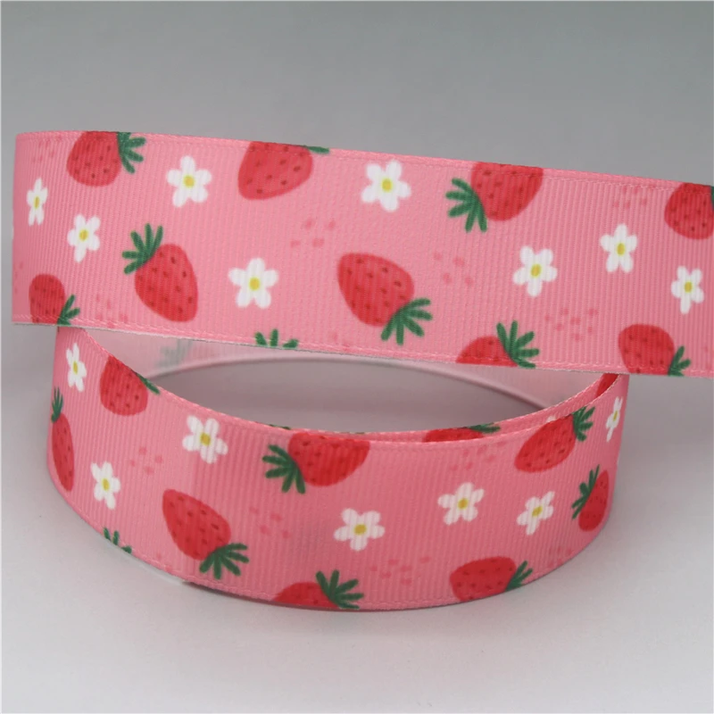 DHK 7/8\'\' 5yards Fruit Strawberry Pineapple Coconut Banana Printed Grosgrain Ribbon Accessory Hairbow Headwear  DIY E1962