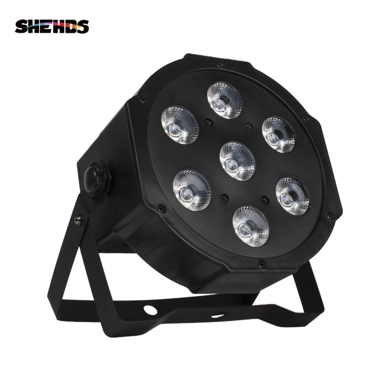 Shehds ledフラットパー7 × 18ワットrgbwa + uvライトDMX512 6-10CHステージライトストロボホームエンターテイメント用プロの舞台