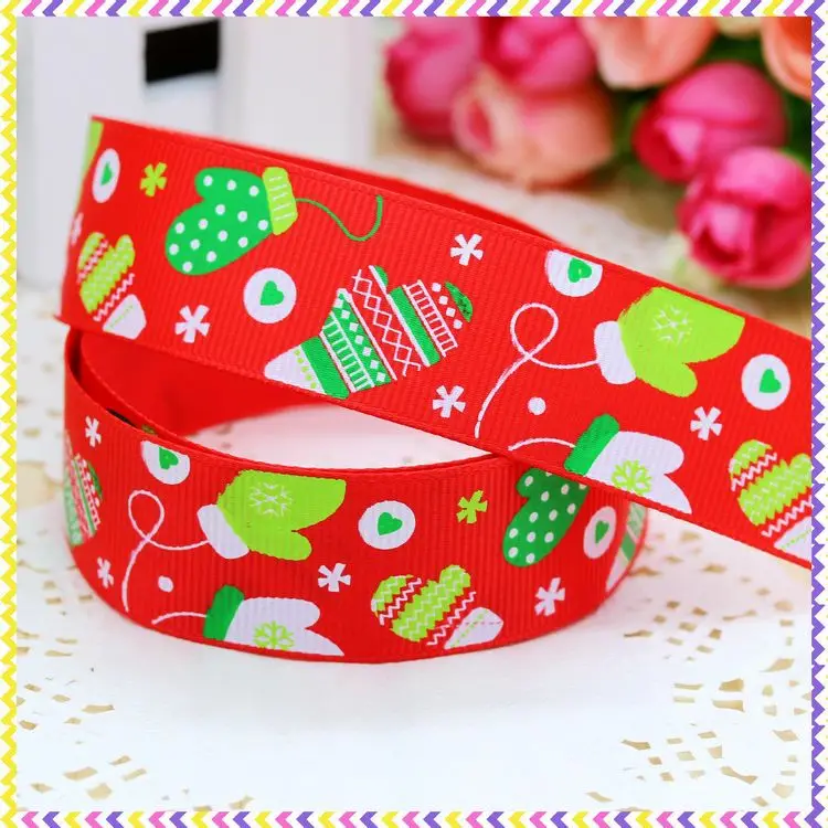 DHK 5 yards Christmas socks 3 size options printed grosgrain ribbon headwear hair bow diy party decoration wholesale OEM E1453