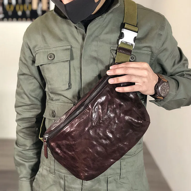 Aetoo Handgemaakte Retro Hoofd Laag Koeienhuid Mannen Borst Zak, Multi-Functionele Lederen Tas, trend Sport Schuin Bag