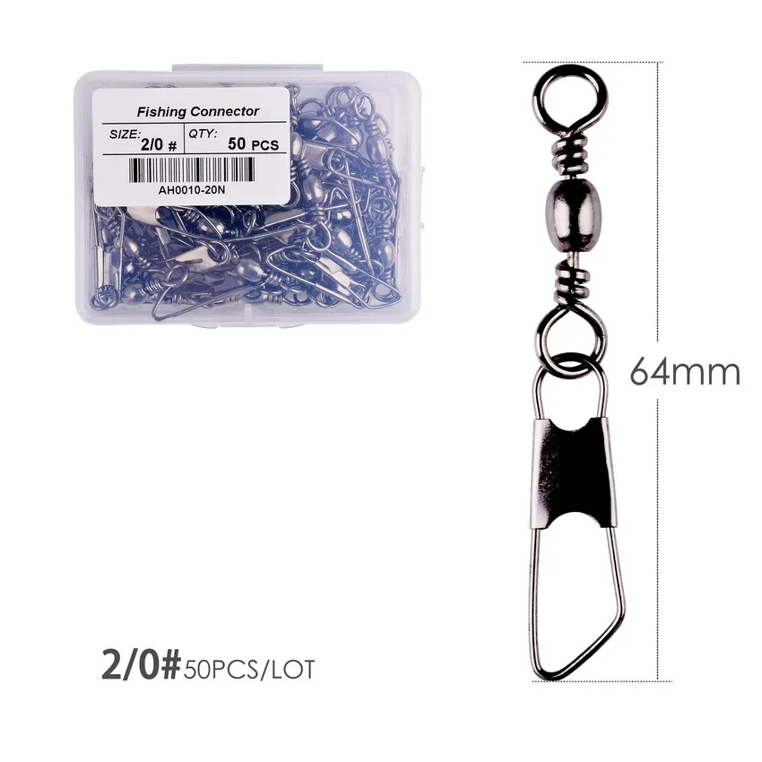 50 stks/doos Messing Vat Vissen Swivel Solid Ringen Vissen Pin Lijn Connector Vishaak met Interlock Snap Wartels Visgerei Tool