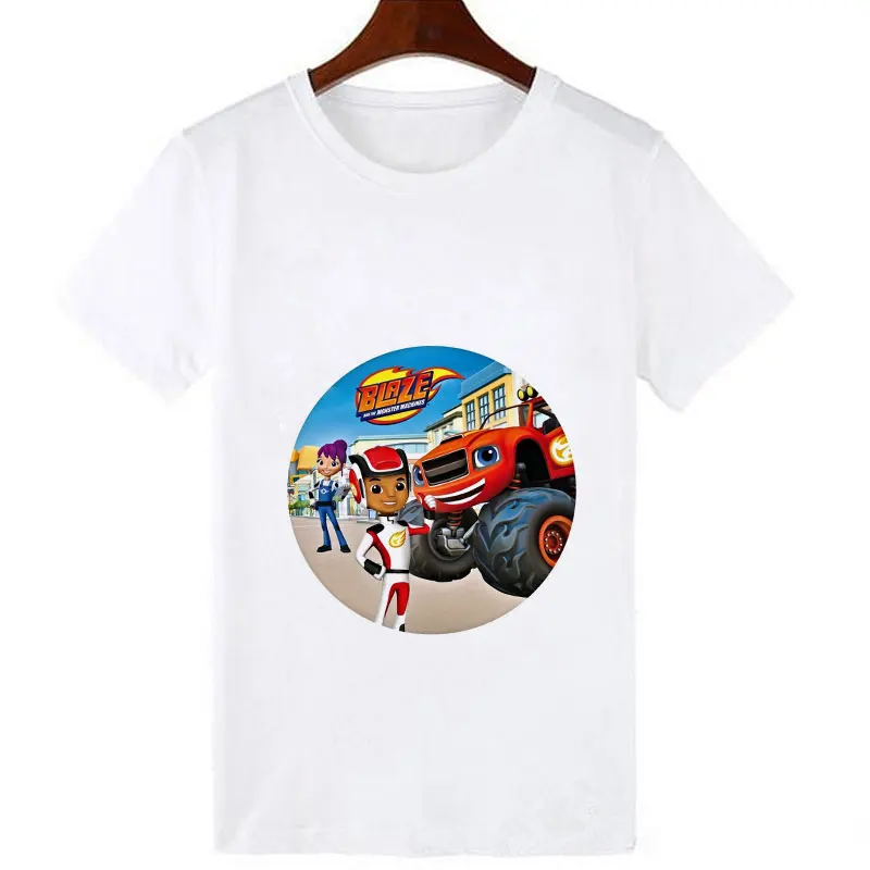 New Short Sleeve Girls Tshirt Blaze And The Monster Machines Children Clothes Boy Blaze Game Anime T-Shirt Boy Or Girl Tees Top