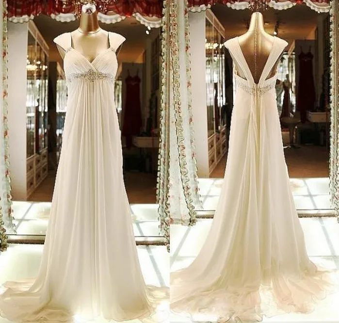 2024 incinta perline di Chiffon abiti da sposa maternità impero una linea maniche ad aletta abiti da sposa Beach Robe De Mariee