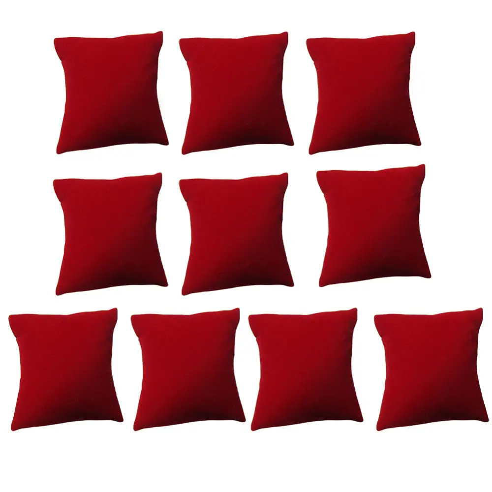 

6Pcs/lot Velvet Black Red Pillow Cushion Bracelet Bangle Watch Jewelry Display Holder Showcase Organizer Wholesale 9x9cm