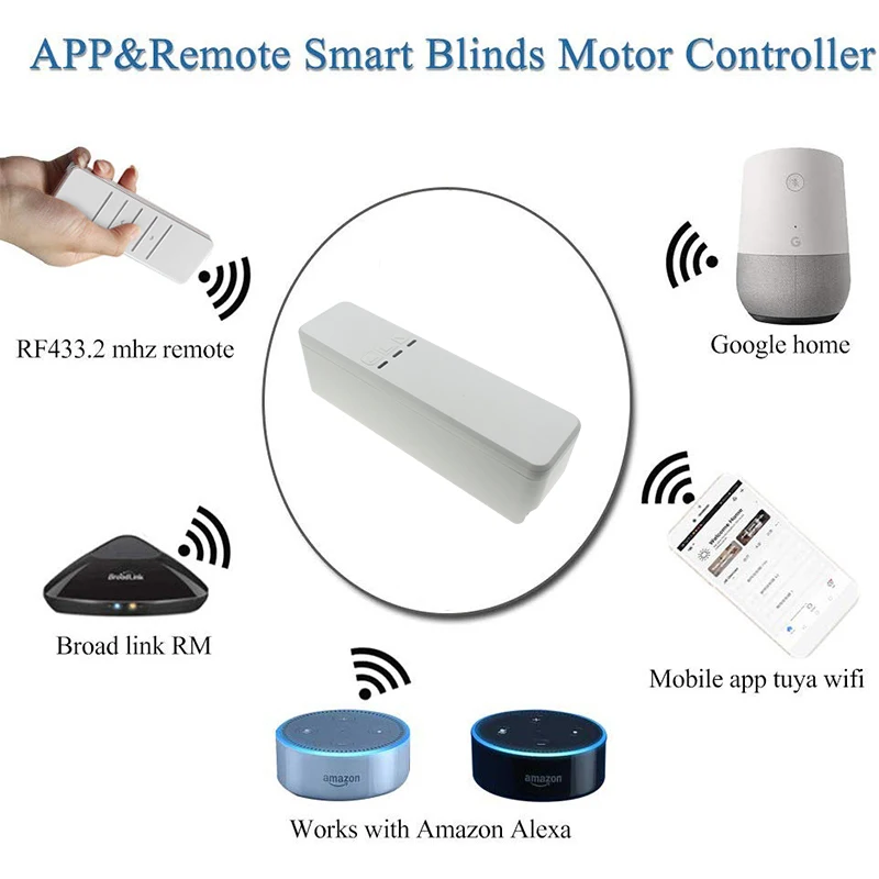 Tuya WiFi Smart Roller Blinds Motor Electric Shutter Curtain Motor Remote Voice Control Works With Alexa Google Home Smart Life