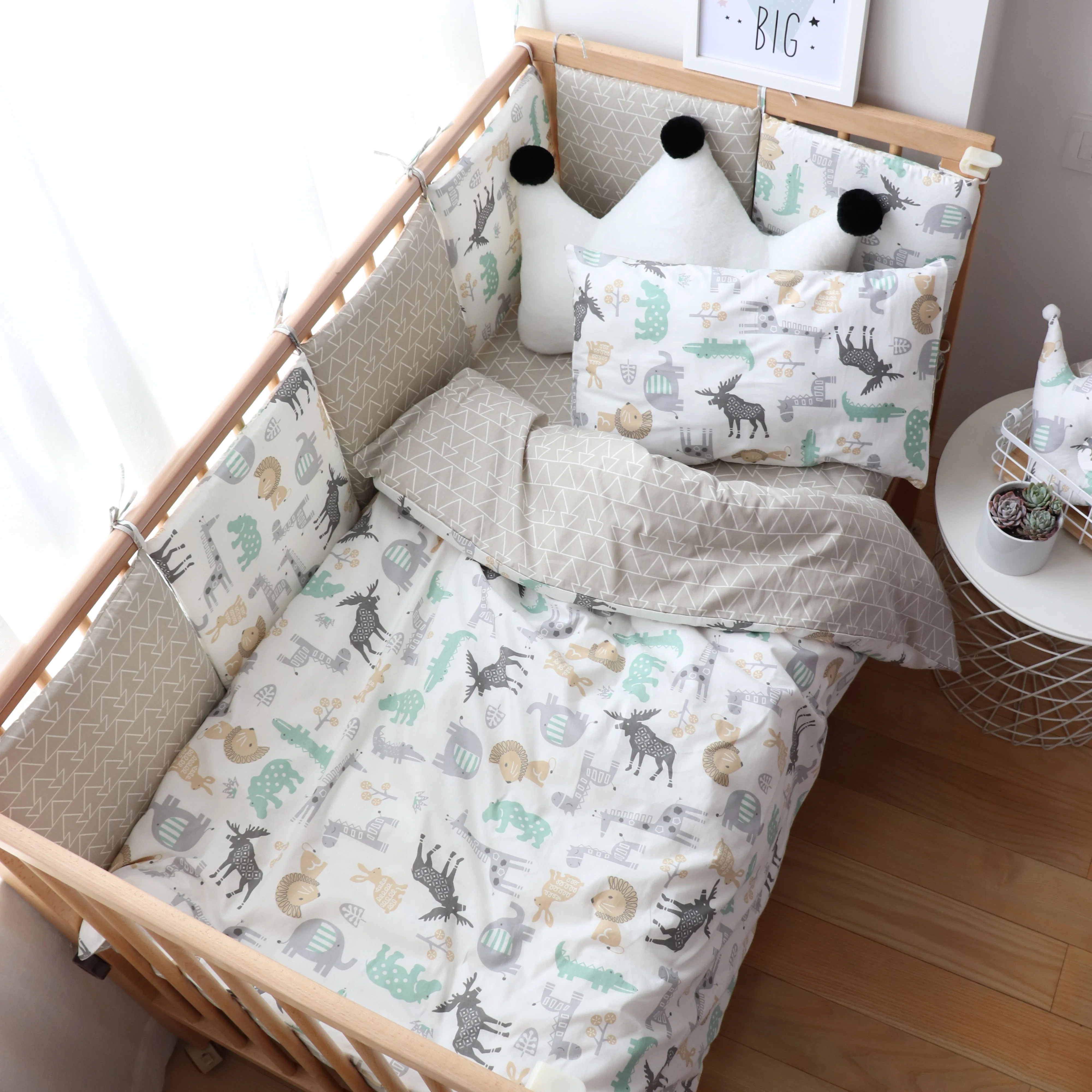 Baby Bedding Set Cotton Cartoon Crib Kit For Kids With The Bumper In Cradle Children Bed Linen For Nursery Boy Girl Custom Size