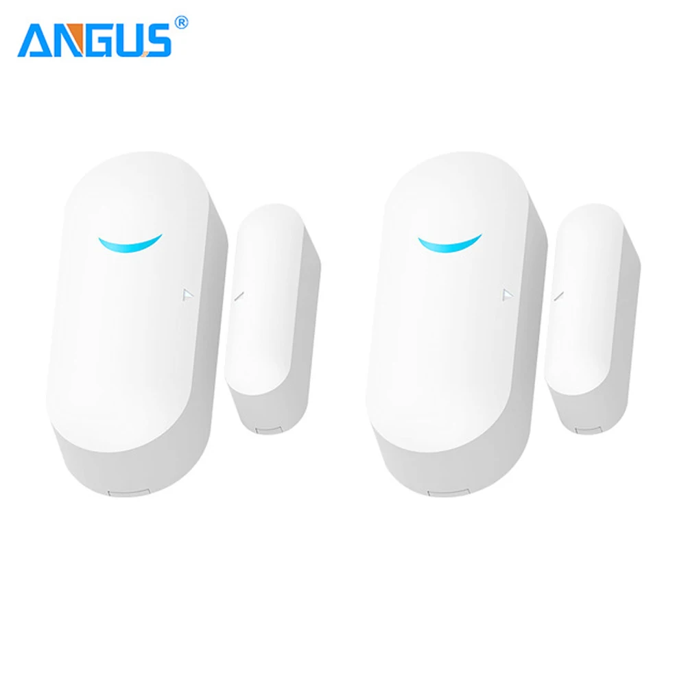 Angus Wireless Wifi 433MHz Smart Window Door Sensor Smart Detector Home Burglar Alarm System for Large House Security 2PC UNIT