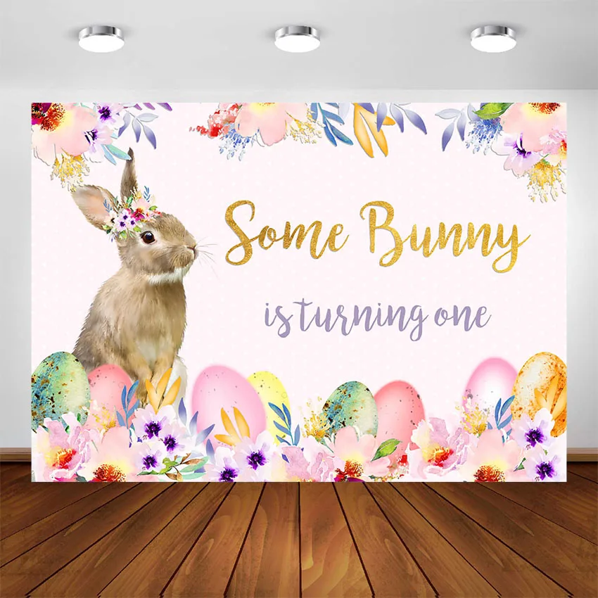 Spring Easter Bunny Party Newborn Photography Background Baby Rabbit Birthday Party Decorations Backdrops 1st Birthday Banner